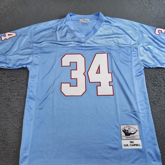 Houston Oilers Football Jersey Mens 50 Blue NFL Campbell 34 Mitchell & Ness